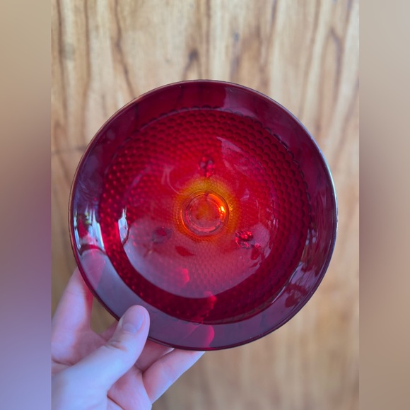 Hobnail Footed Amberina Dish - Picture 3 of 3